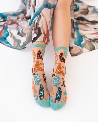 Sock Candy Terracotta Naked Ladies Socks sheer socks for women artsy socks