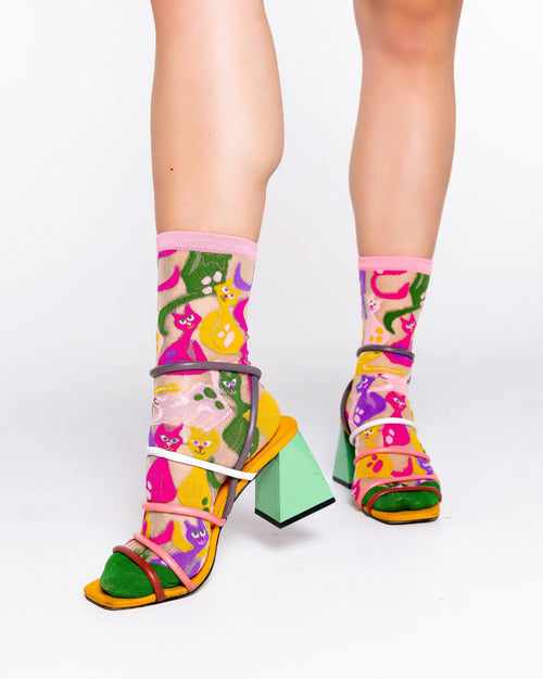 Sock candy sheer cat socks dopamine cats